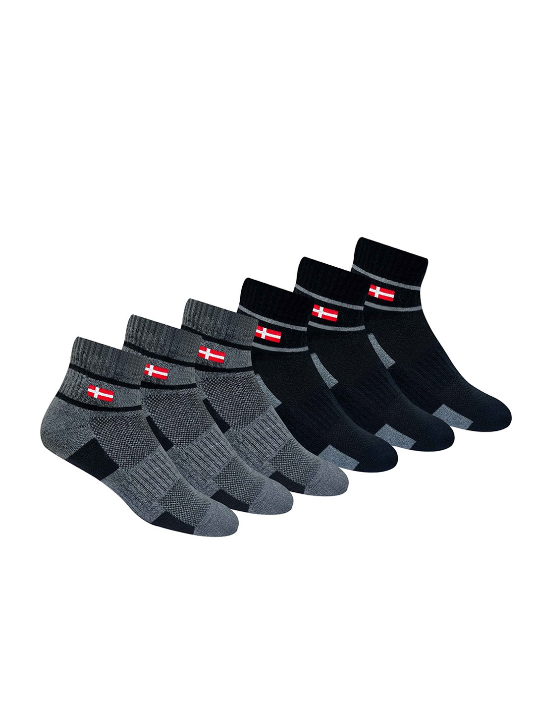 

KOPNHAGN Men Pack Of 6 Assorted Striped High Ankle Sports Socks