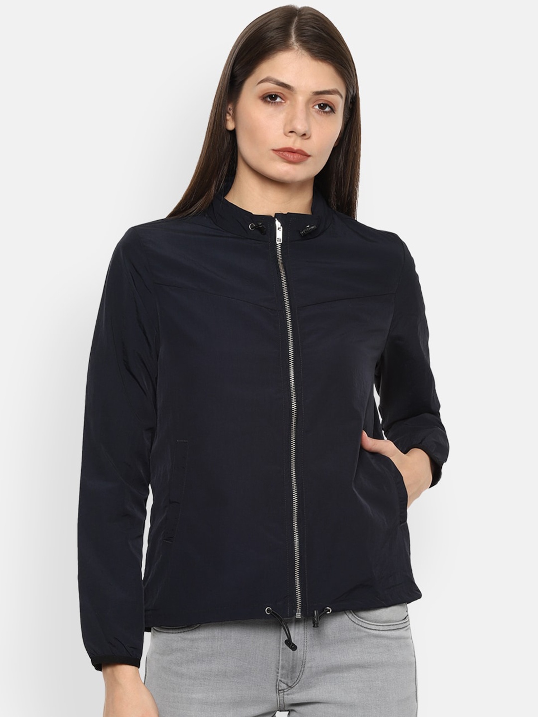 

Van Heusen Woman Navy Blue Solid Tailored Jacket