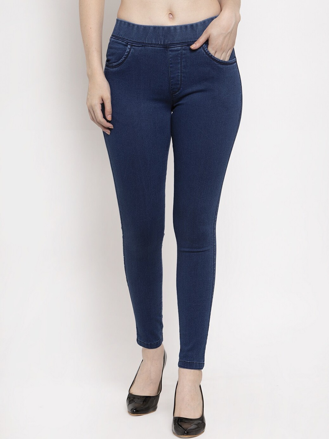 

Prag & Co Women Blue Solid Skinny-Fit Denim Jeggings