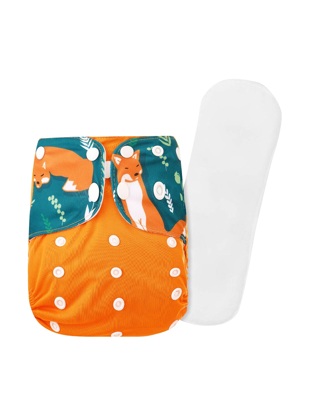 

GUCHIGU Kids Orange & Green Printed Cloth Washable Diapers
