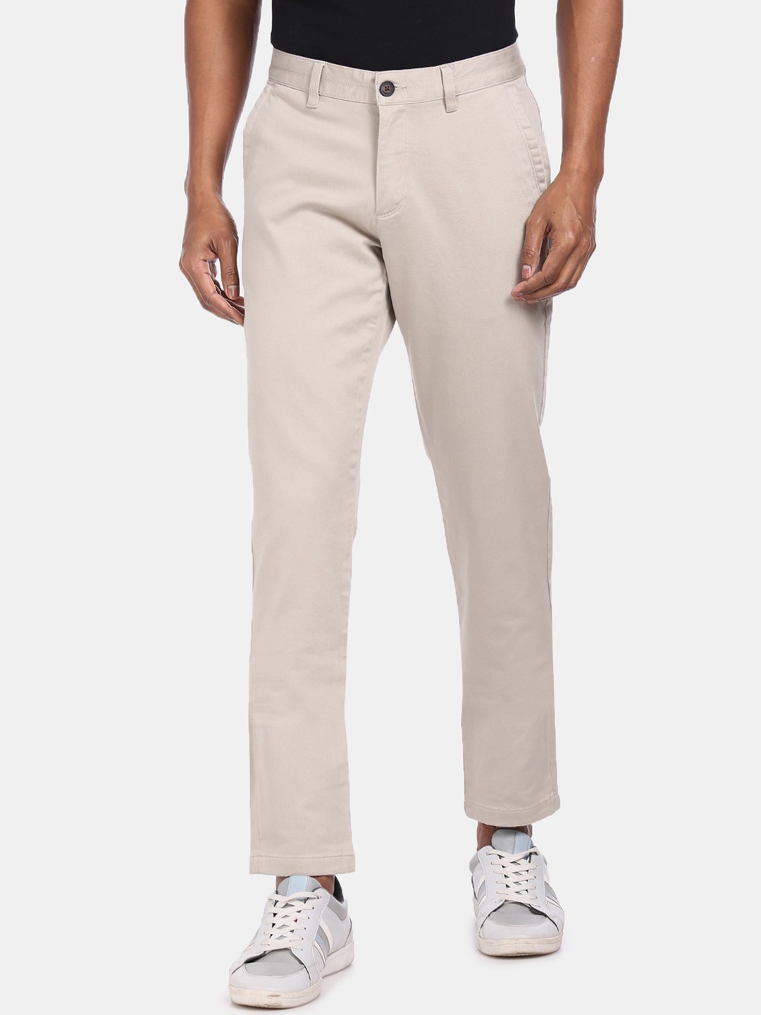

AD By Arvind Men Beige Regular Fit Solid Regular Trousers