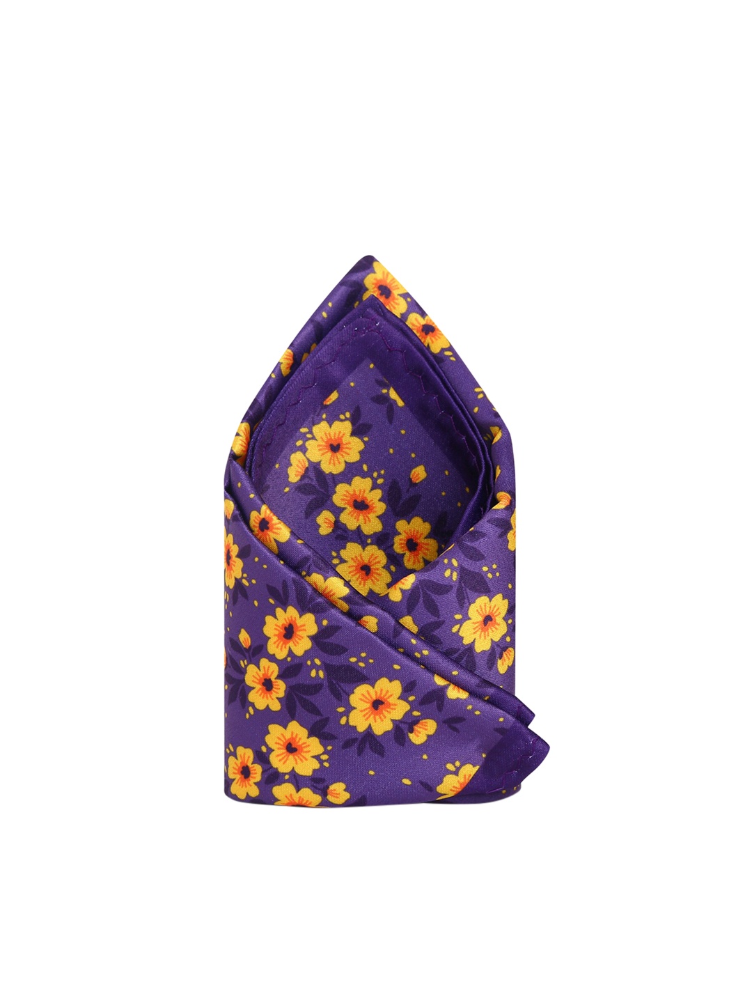 Tossido Men Purple & Yellow Floral Printed Pocket Square With A Gift Box