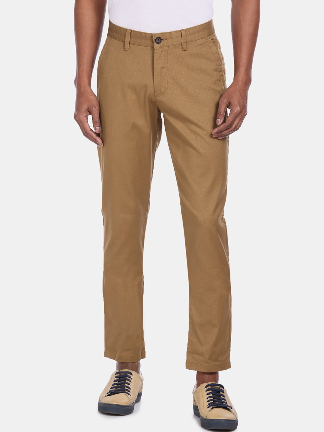 

AD By Arvind Men Khaki Regular Fit Solid Chinos
