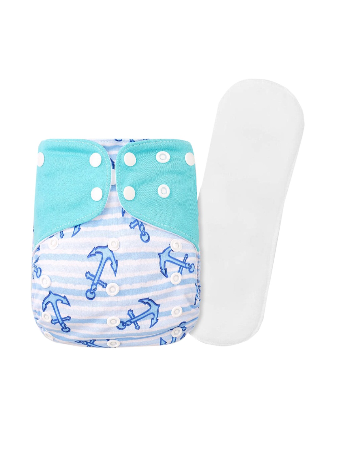GUCHIGU Kids White & Blue Printed Cloth Washable Diapers