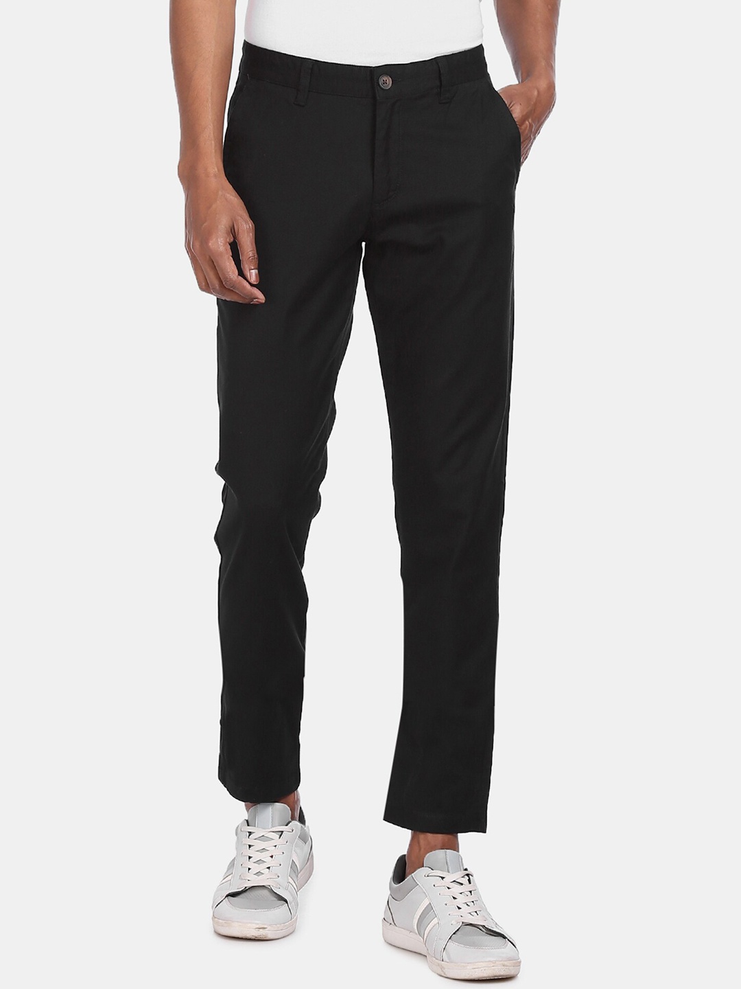 

AD By Arvind Men Black Regular Fit Solid Regular Trousers