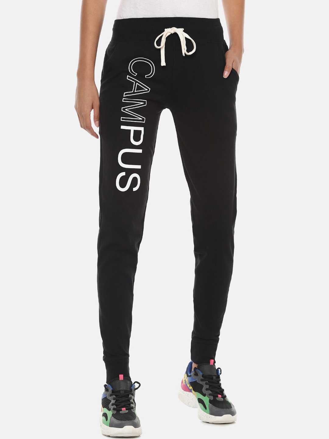 

Campus Sutra Women Black Solid Joggers
