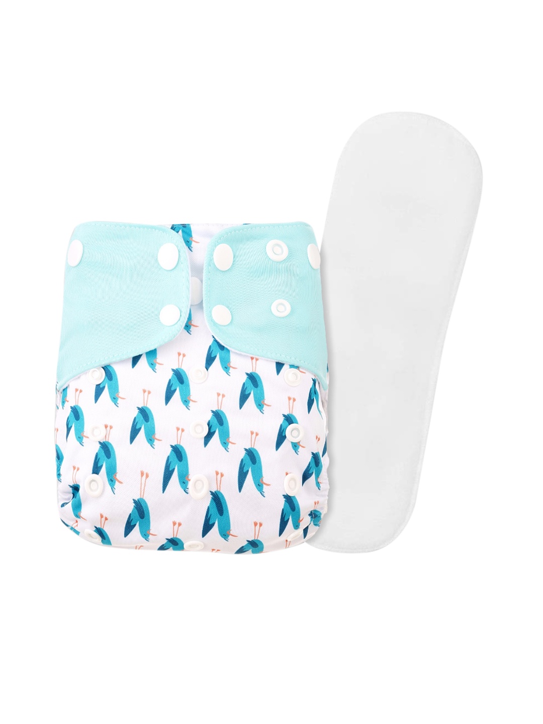 

GUCHIGU Kids White & Blue Printed Cloth Washable Diapers
