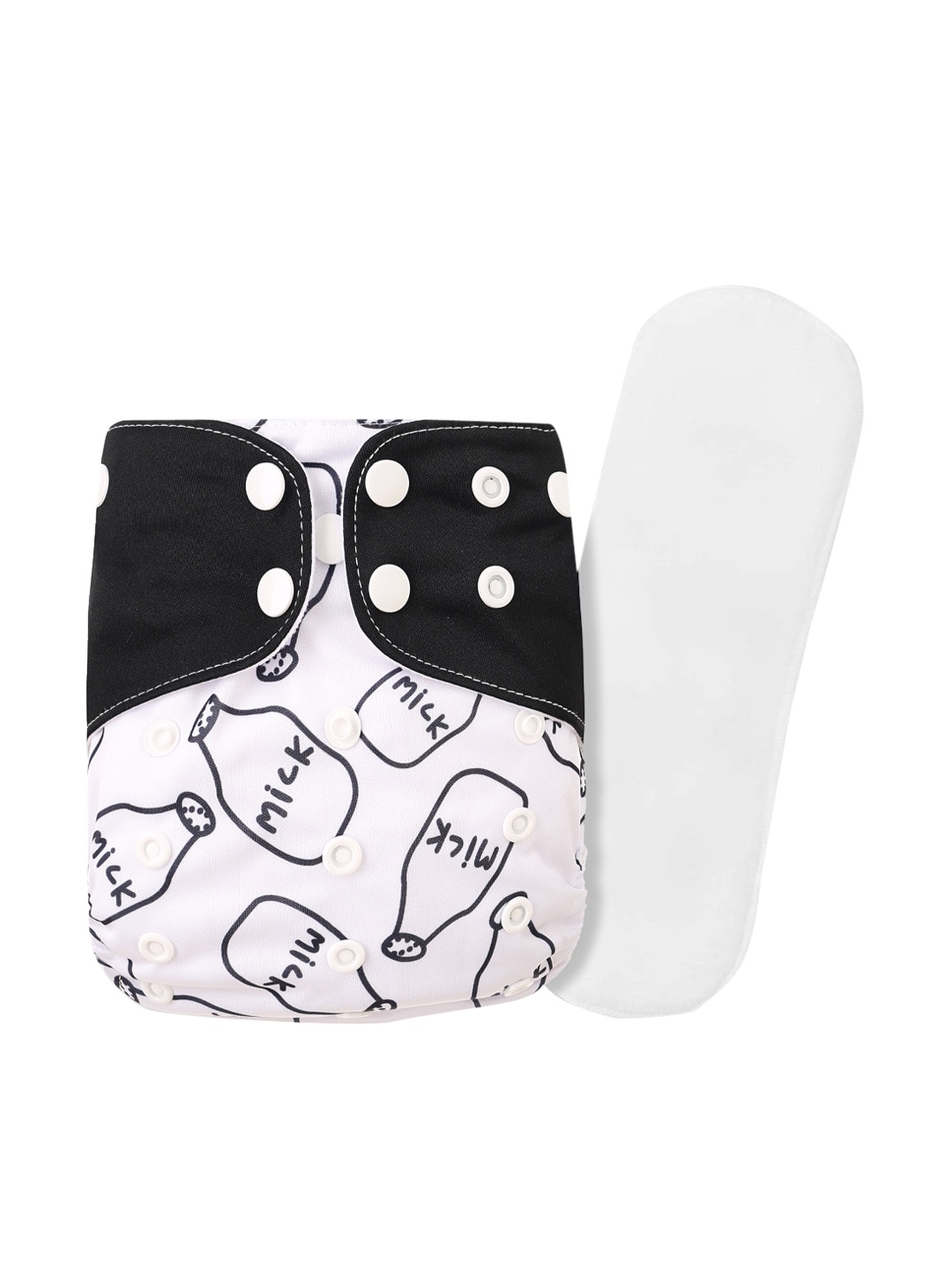 

GUCHIGU Kids White & Black Printed Cloth Washable Diapers