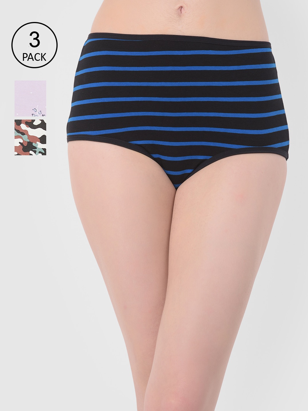 

Clovia Women Pack Of 3 Assorted Hipster Briefs COMPN1076S