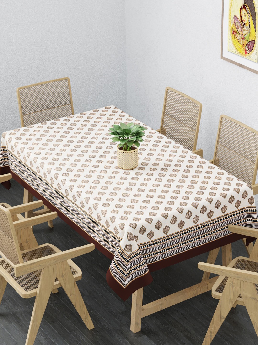 

Clasiko Beige & Brown Printed Pure Cotton Table Cloth