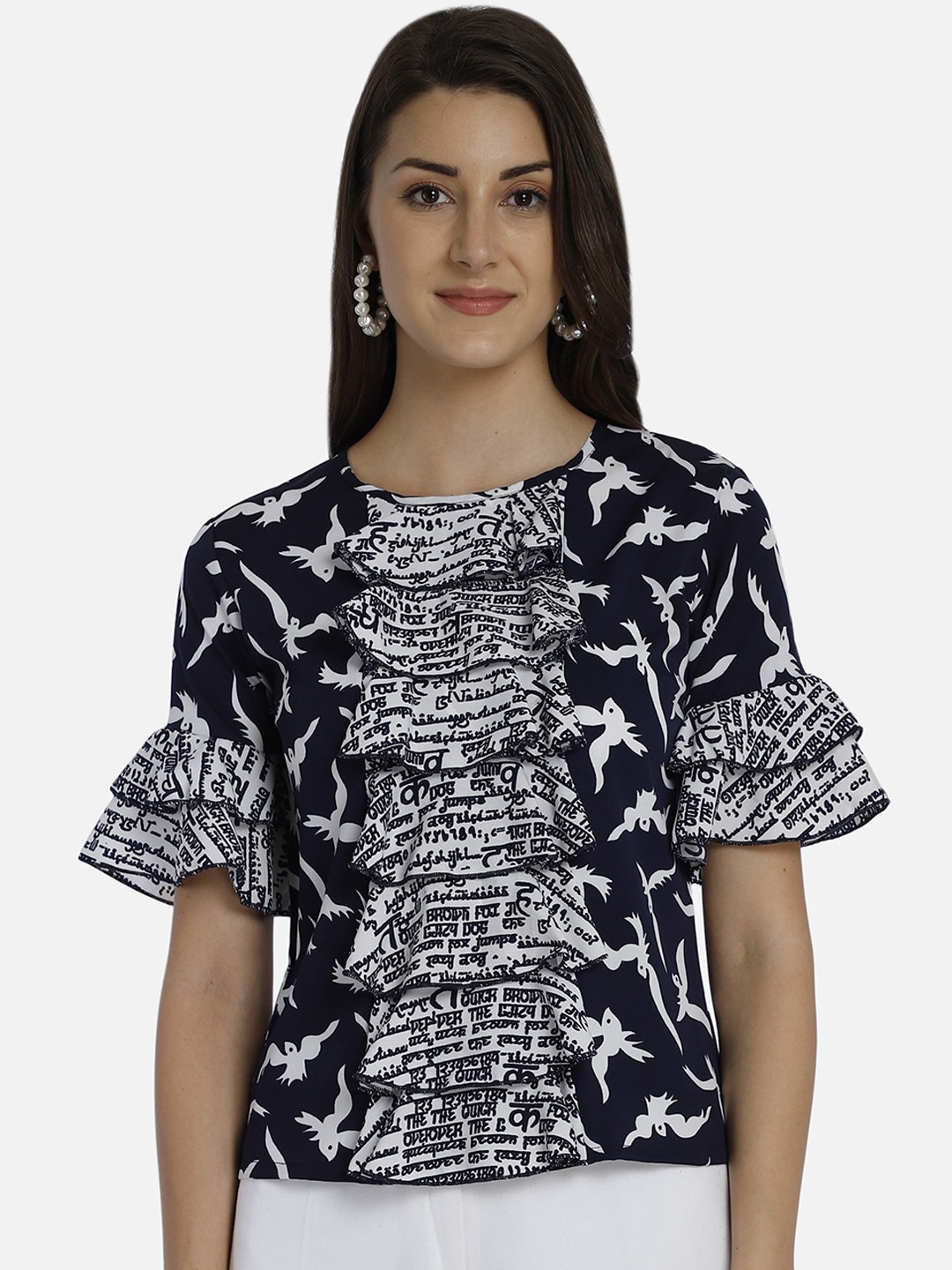 

Yaadleen Black Crepe Regular Top