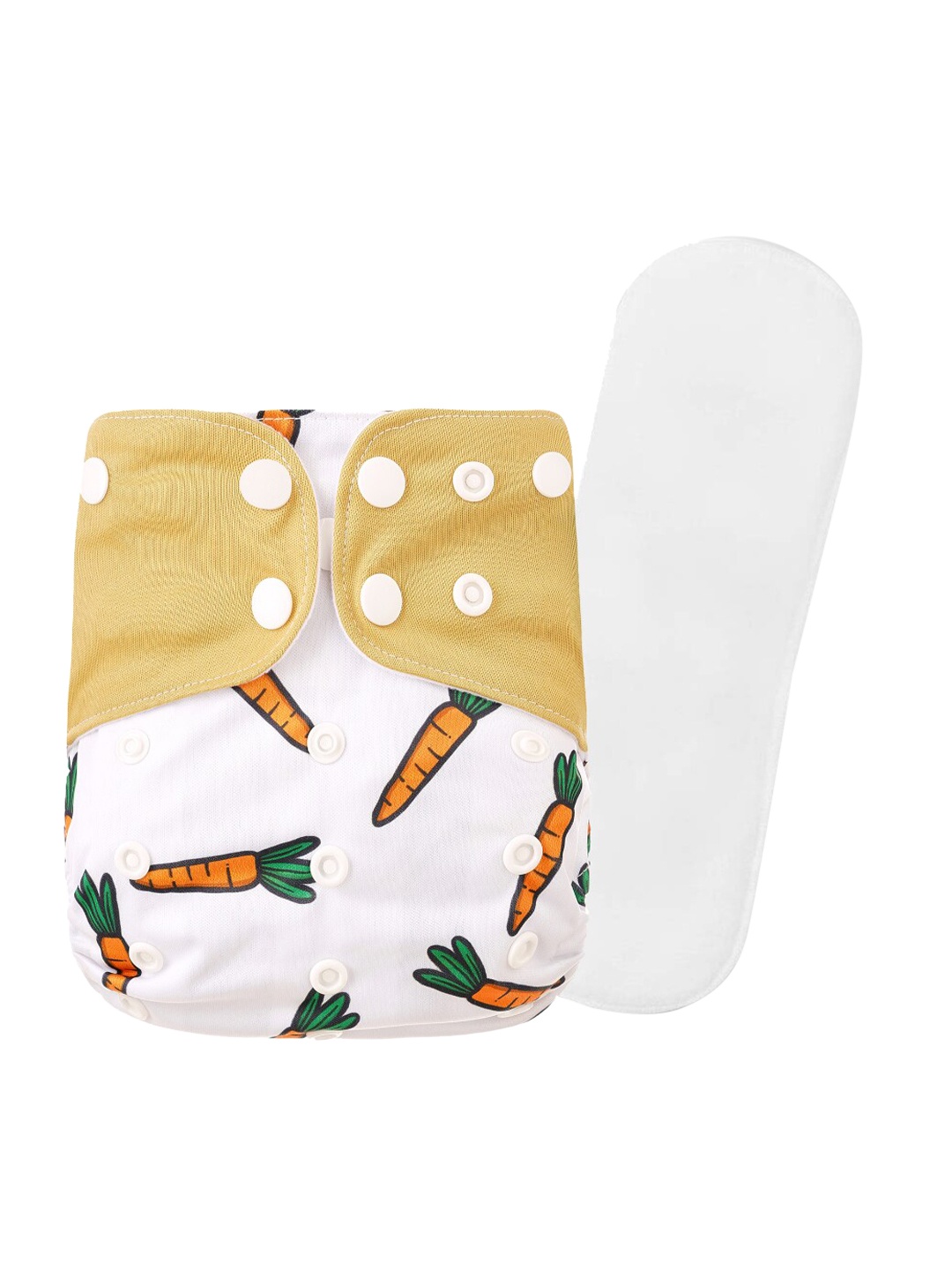 

GUCHIGU Kids White & Yellow Printed Cloth Washable Diapers