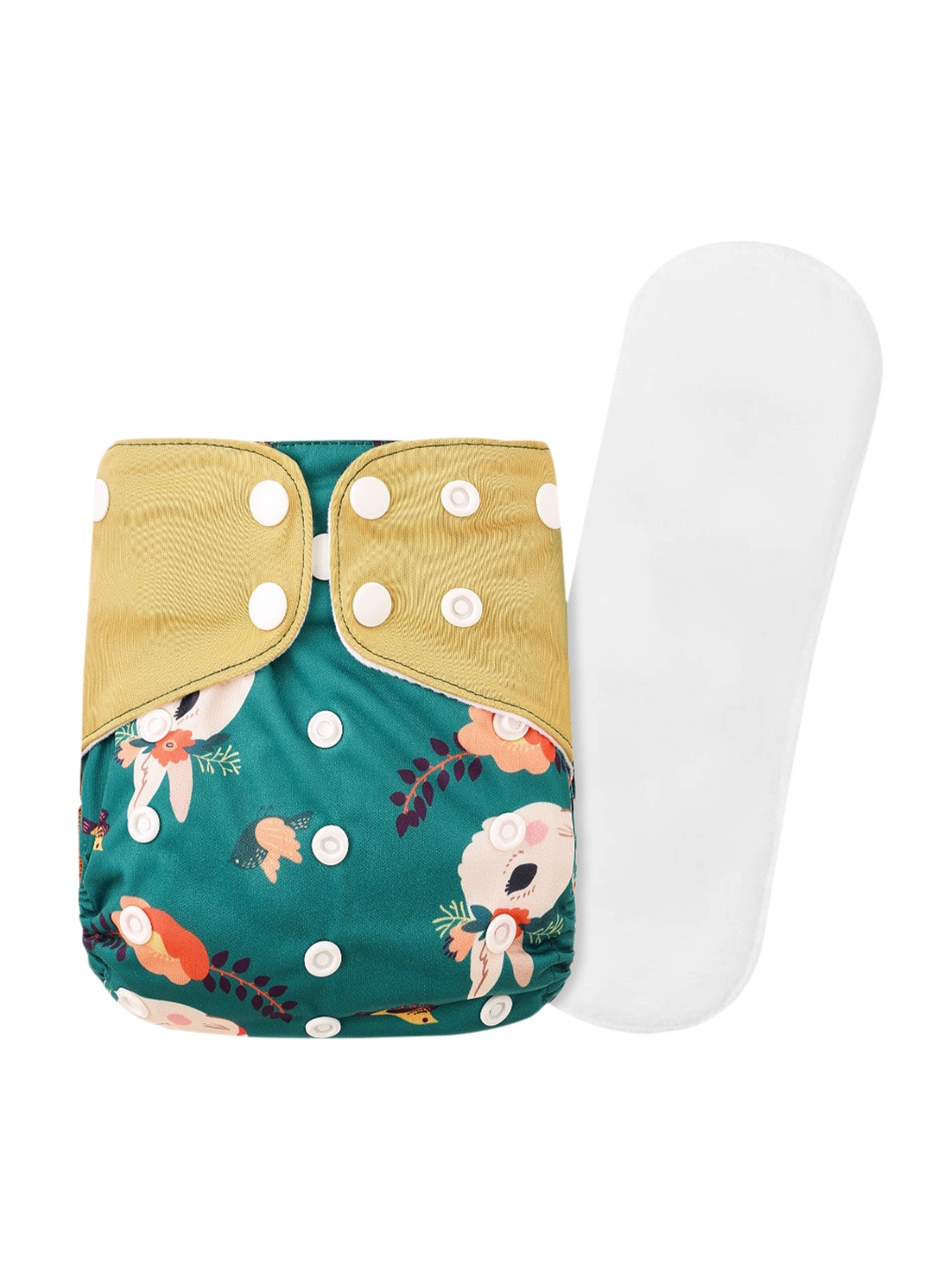 

GUCHIGU Kids Green & Yellow Printed Cloth Washable Diapers