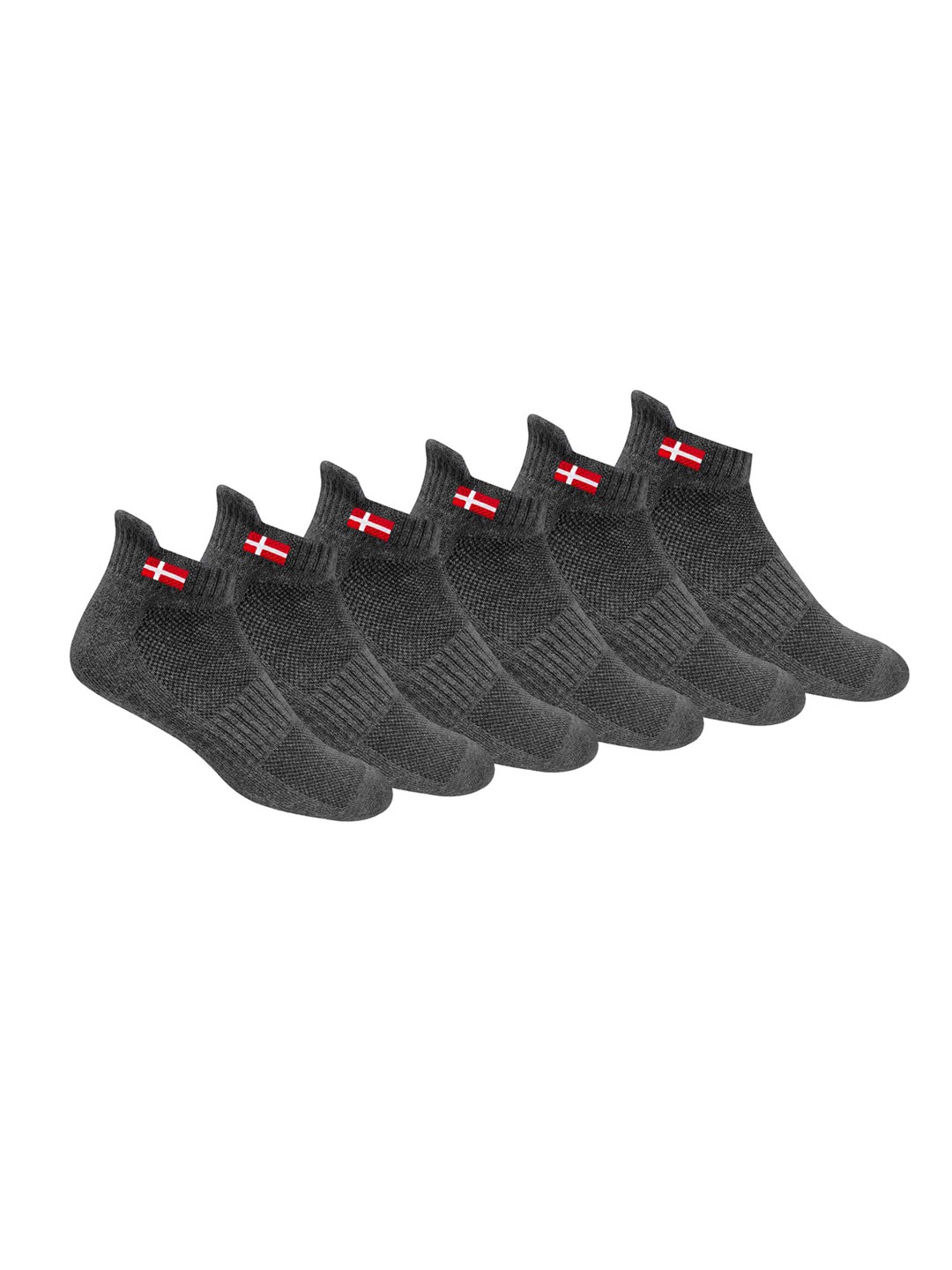 

KOPNHAGN Men Pack of 6 Grey Solid Athletic Cotton Cushion Ankle-Length Socks