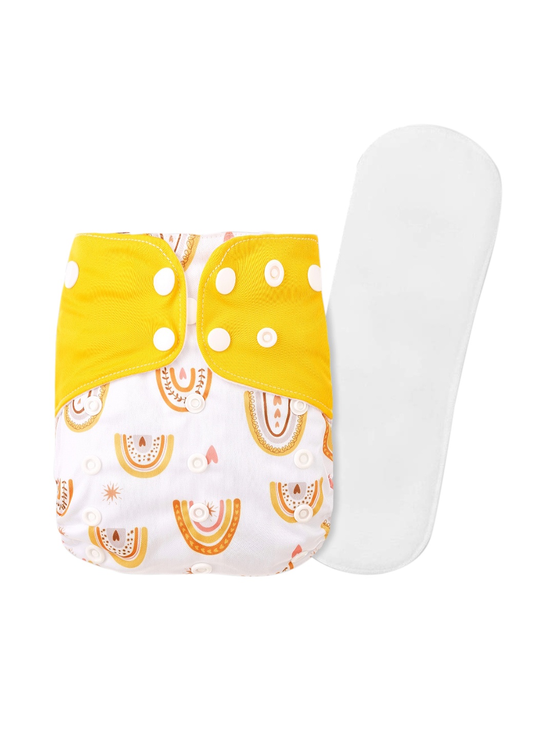 

GUCHIGU Kids White & Yellow Printed Cloth Washable Diapers