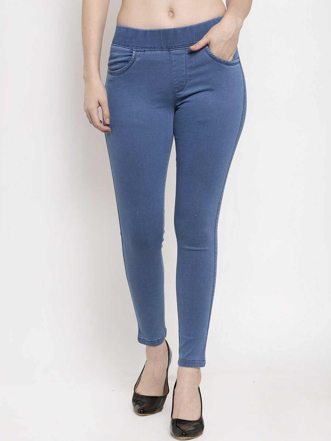 

Prag & Co Women Blue Solid Denim Jeggings