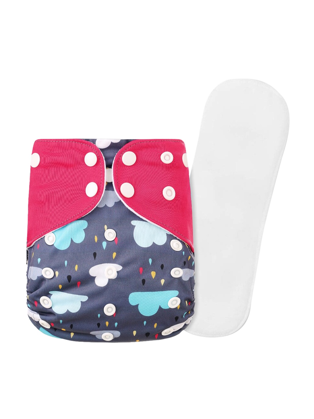 

GUCHIGU Kids Red & Charcoal Grey Printed Cloth Washable Diapers