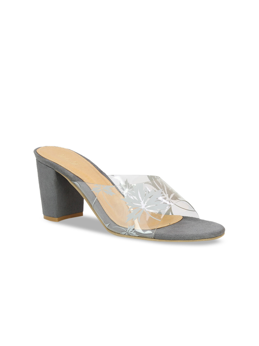 

Inc 5 Women Grey & Transparent Open Toe Heels