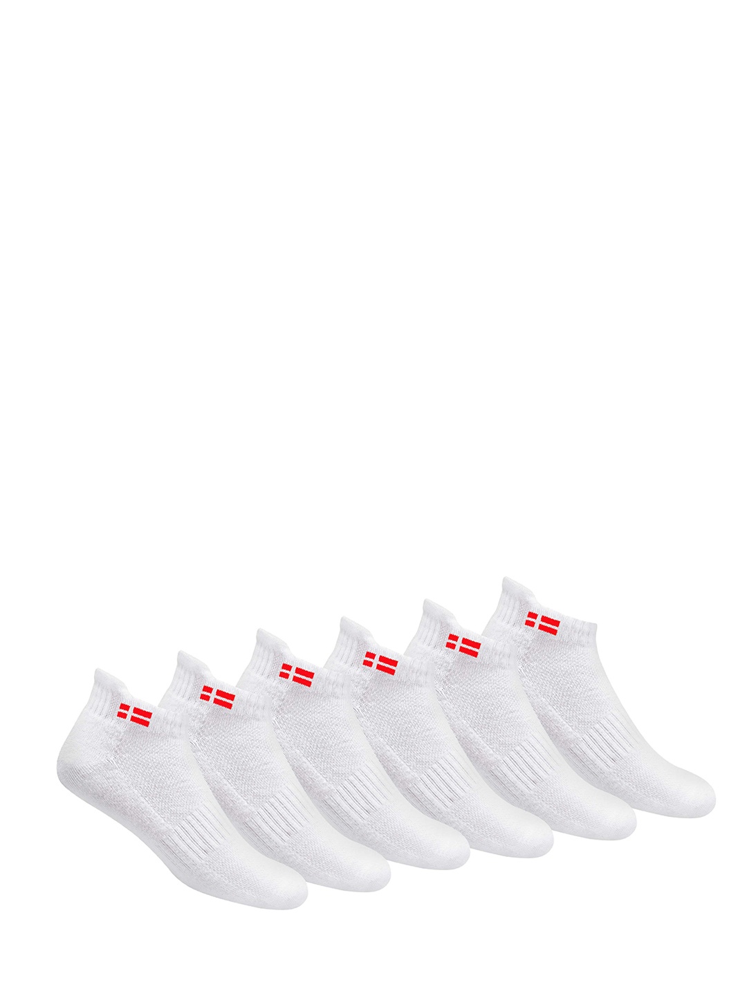 

KOPNHAGN Men Pack Of 6 White Solid Combed Cotton Ankle-Length Socks