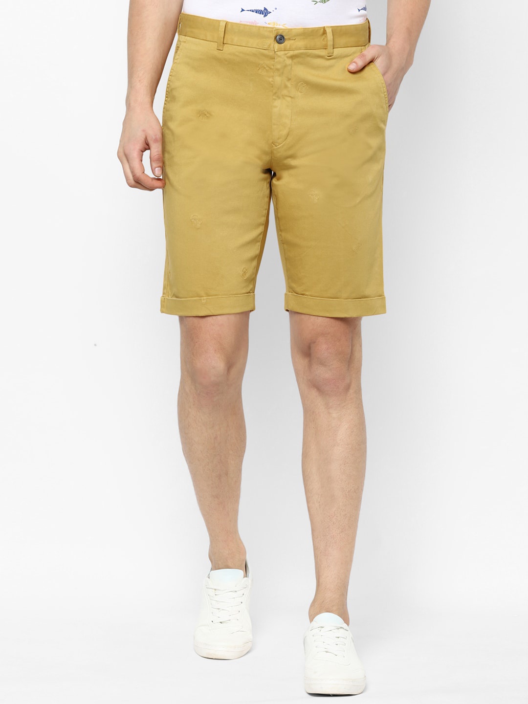 

SIMON CARTER LONDON Men Mustard Yellow Solid Regular Fit Regular Shorts