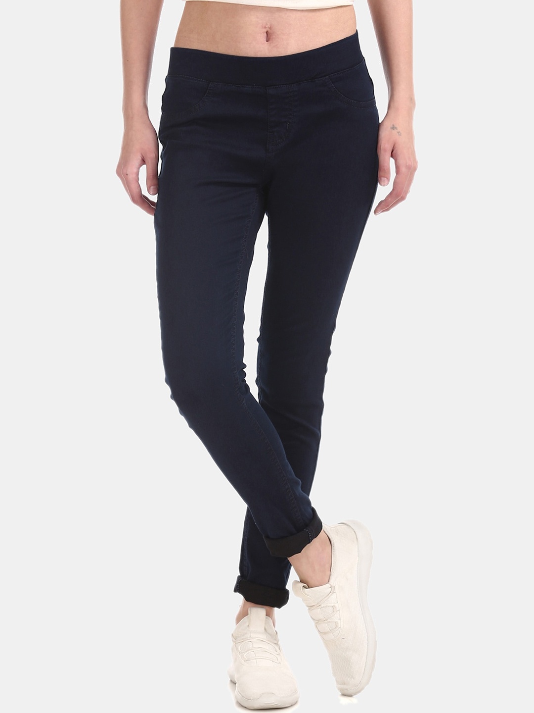 

Cherokee Women Blue Solid Denim Jeggings