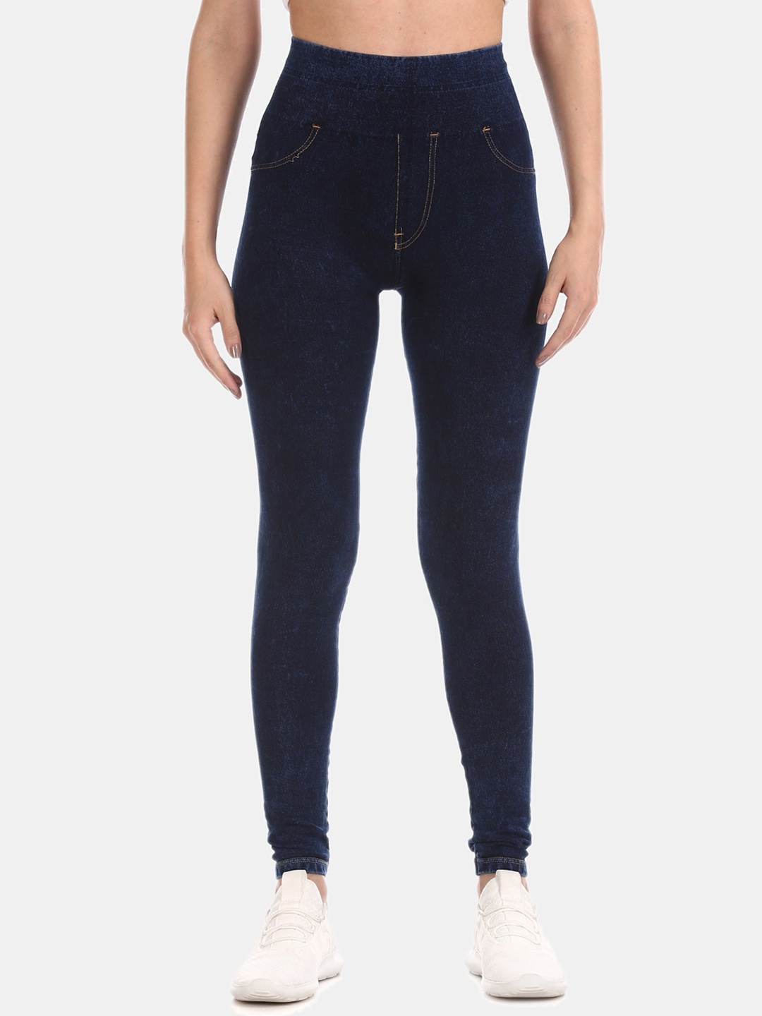 

Cherokee Women Navy Blue Solid Jeggings