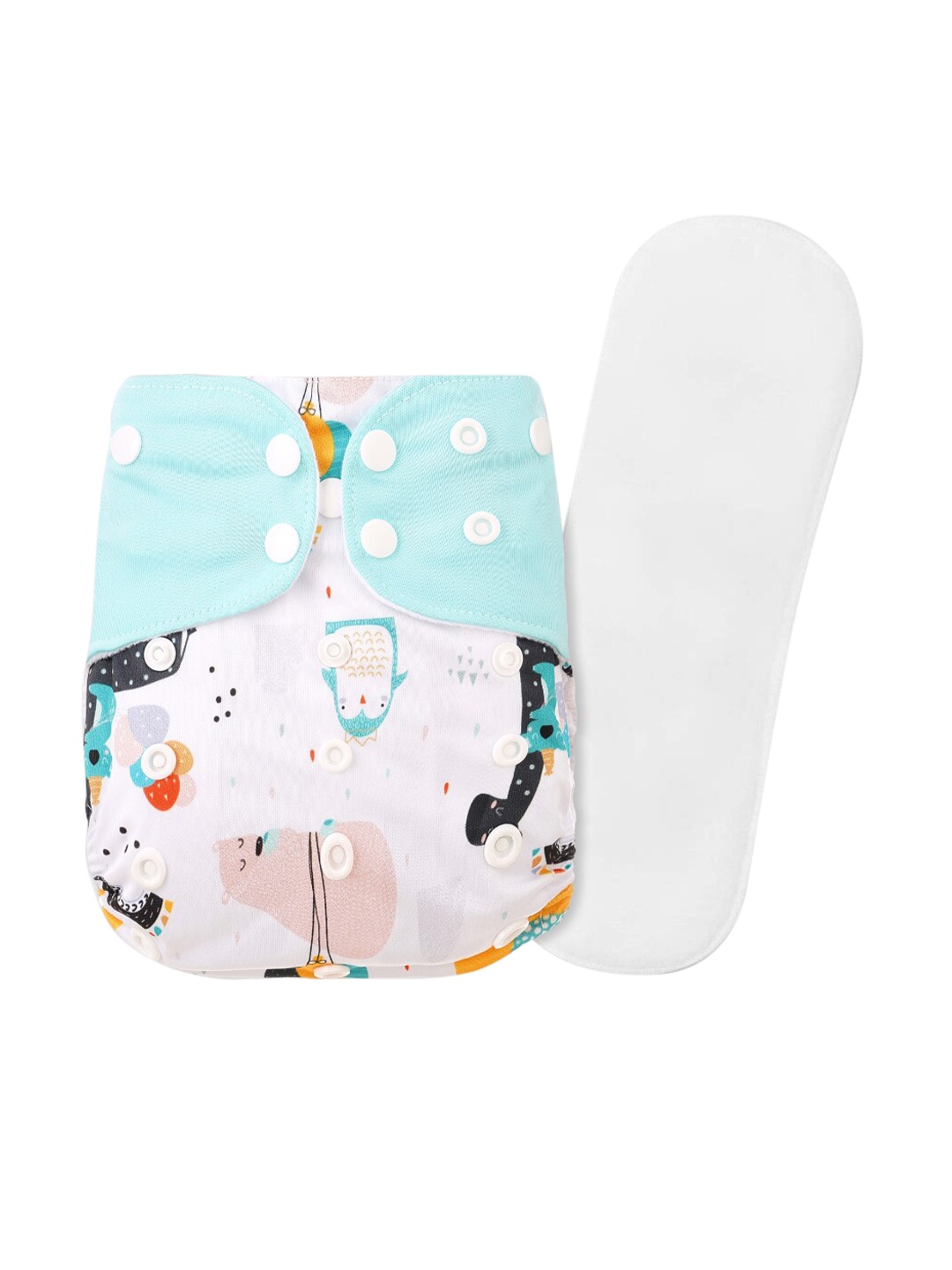 

GUCHIGU Kids White & Blue Printed Cloth Washable Diapers
