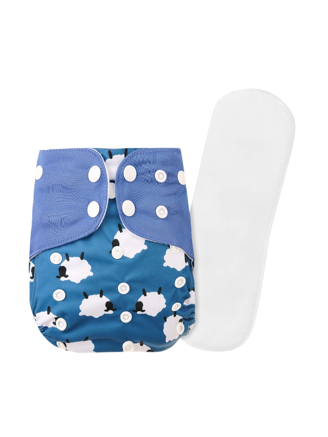 

GUCHIGU Kids Blue & White Printed Cloth Washable Diapers