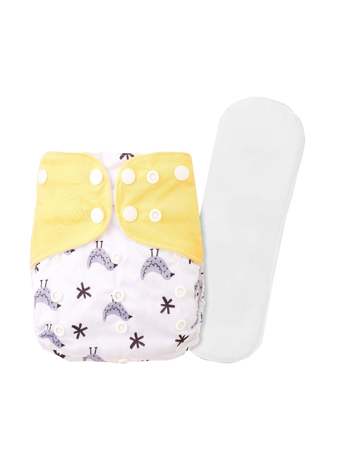 

GUCHIGU Kids White & Yellow Printed Cloth Washable Diapers