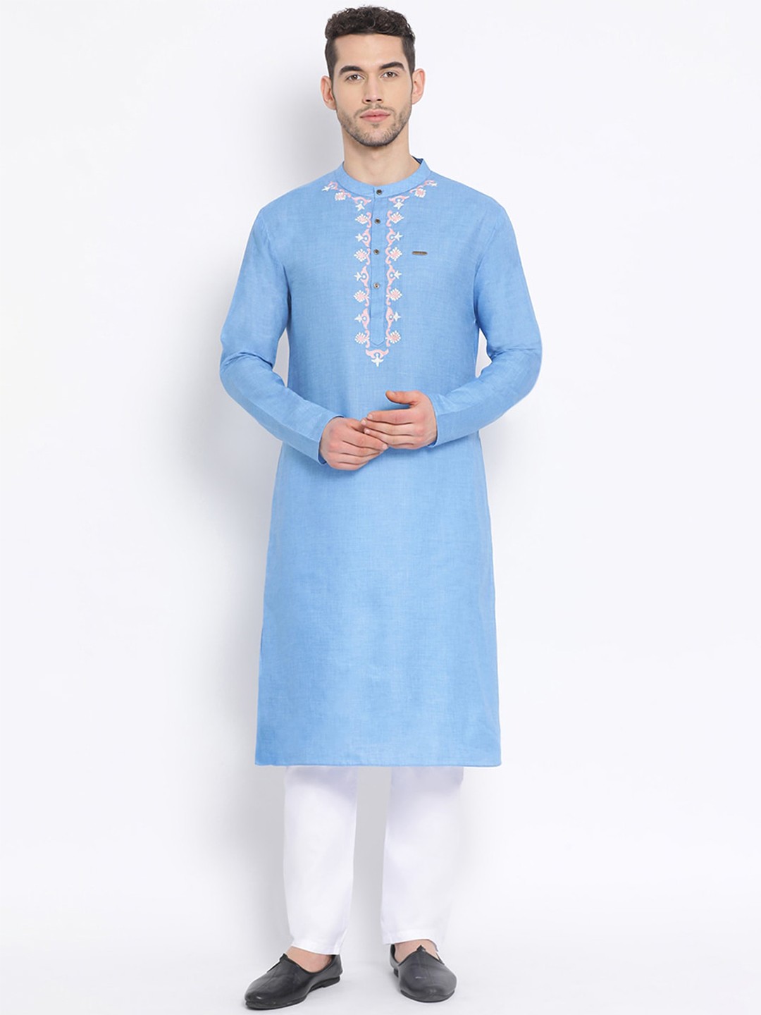 

DEVOILER Men Blue Solid Kurta