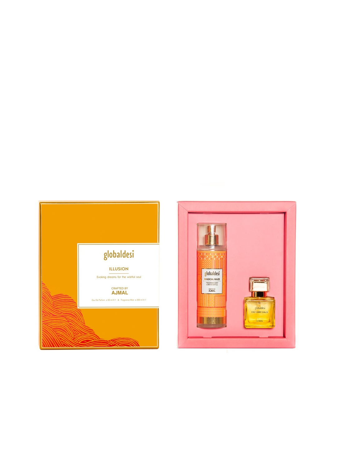 

Global Desi Women 2 Pc Dreamy Daze EDP & Magical Maze Body Mist Crafted by Ajmal - 250 ml, Pink