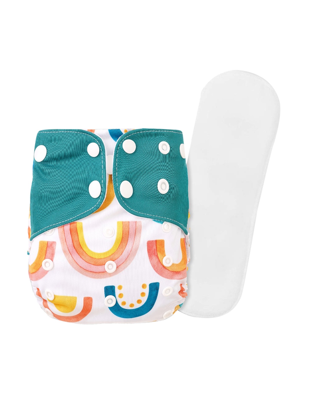 

GUCHIGU Kids White & Green Printed Cloth Washable Diapers
