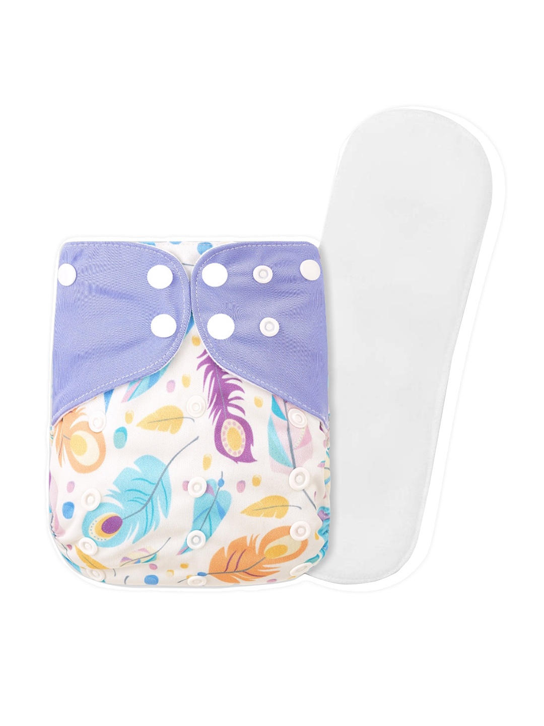 

GUCHIGU Kids White & Blue Printed Cloth Washable Diapers