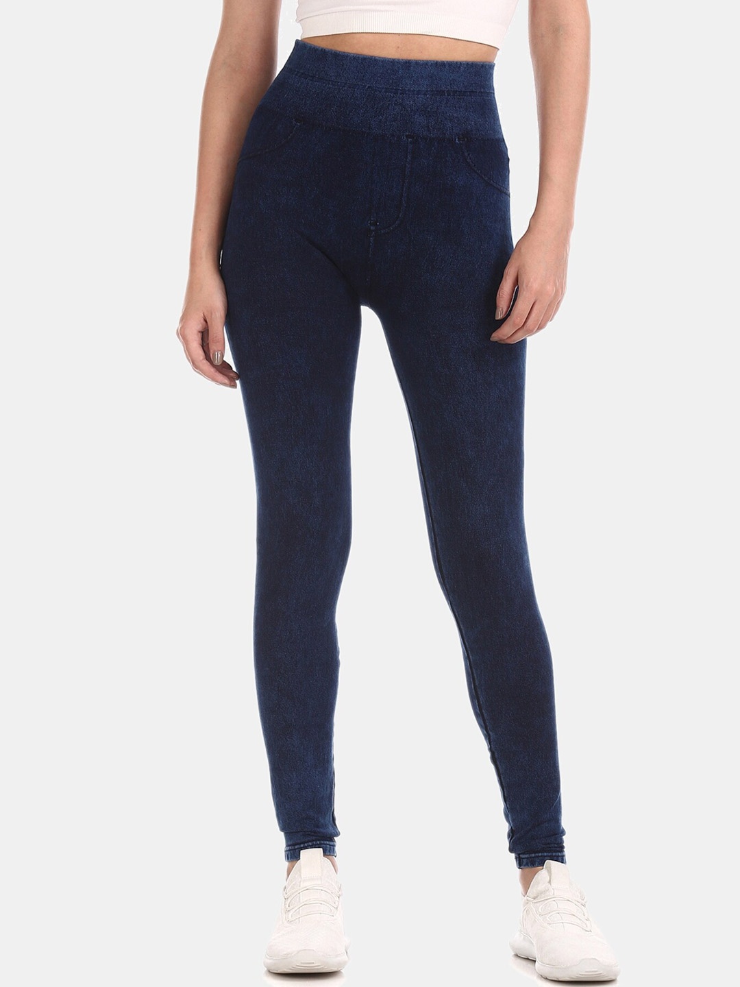 

Cherokee Women Blue Solid Jeggings