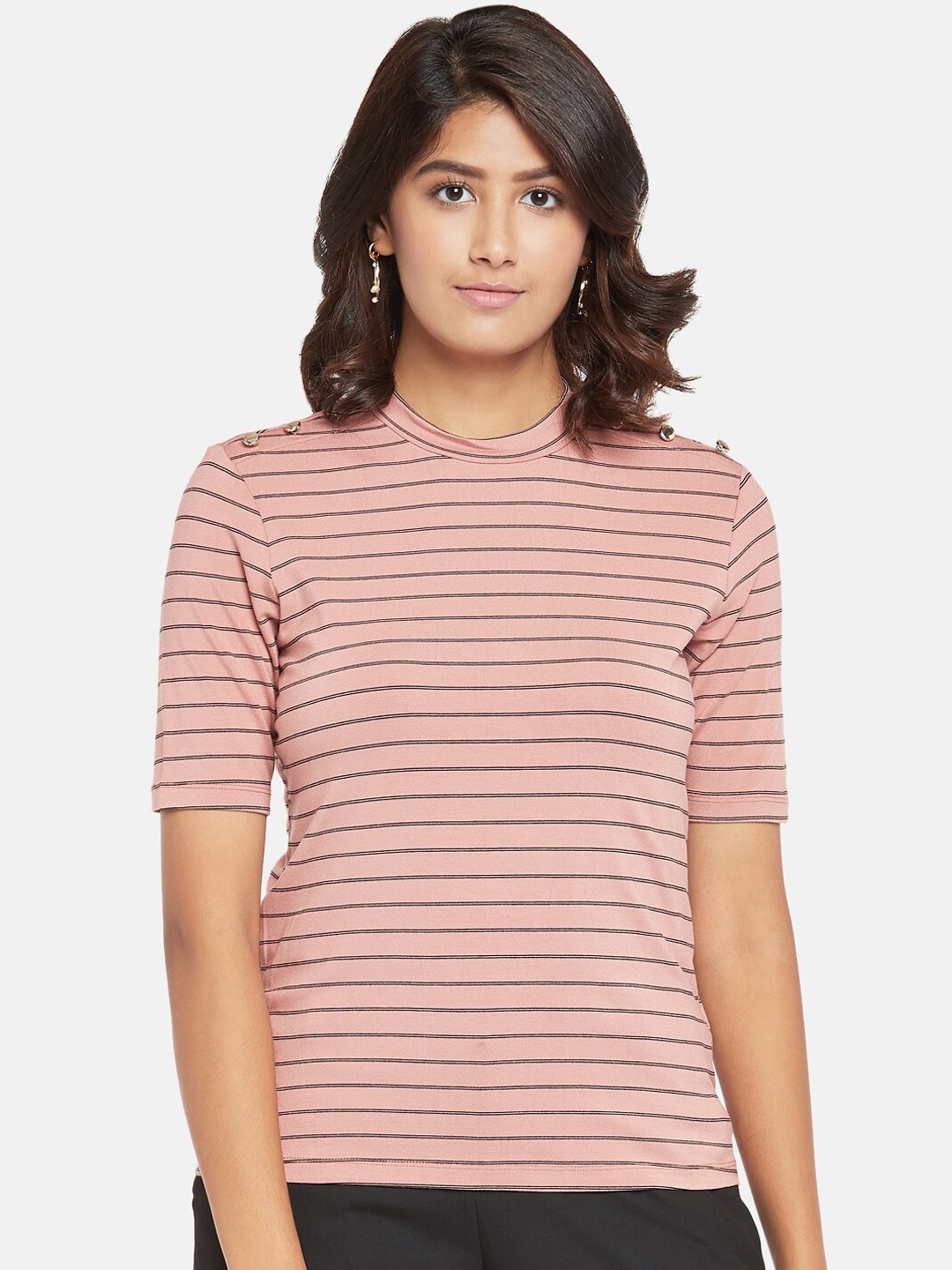 

Annabelle by Pantaloons Pink Striped Regular Top