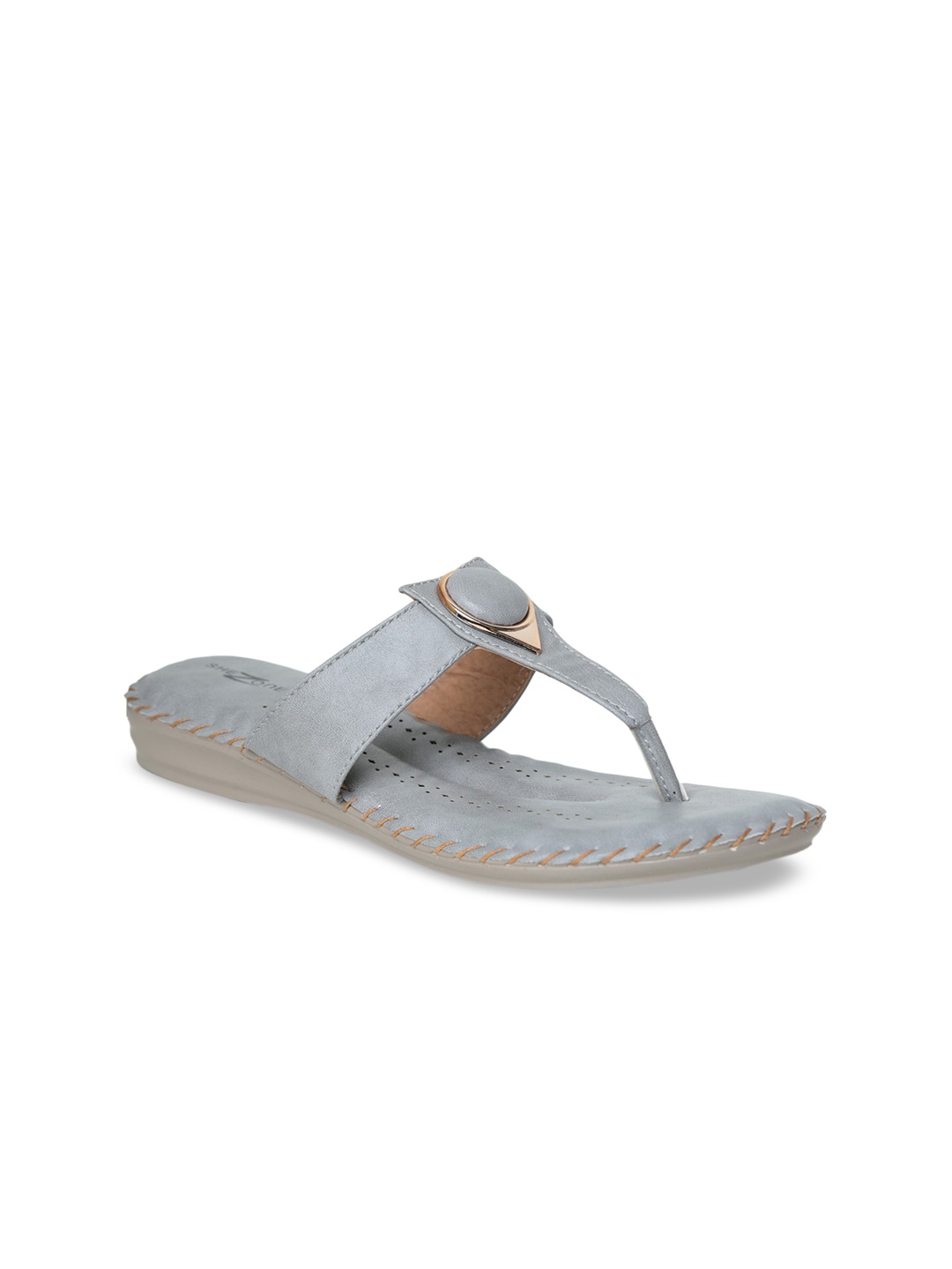 

Shezone Women Grey Solid T-Strap Flats