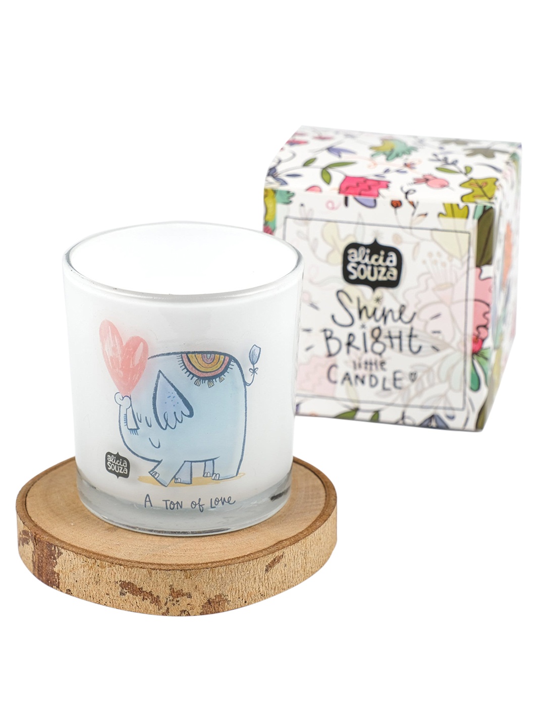 

Alicia Souza Elephant Heart Shot Glass Candle, White