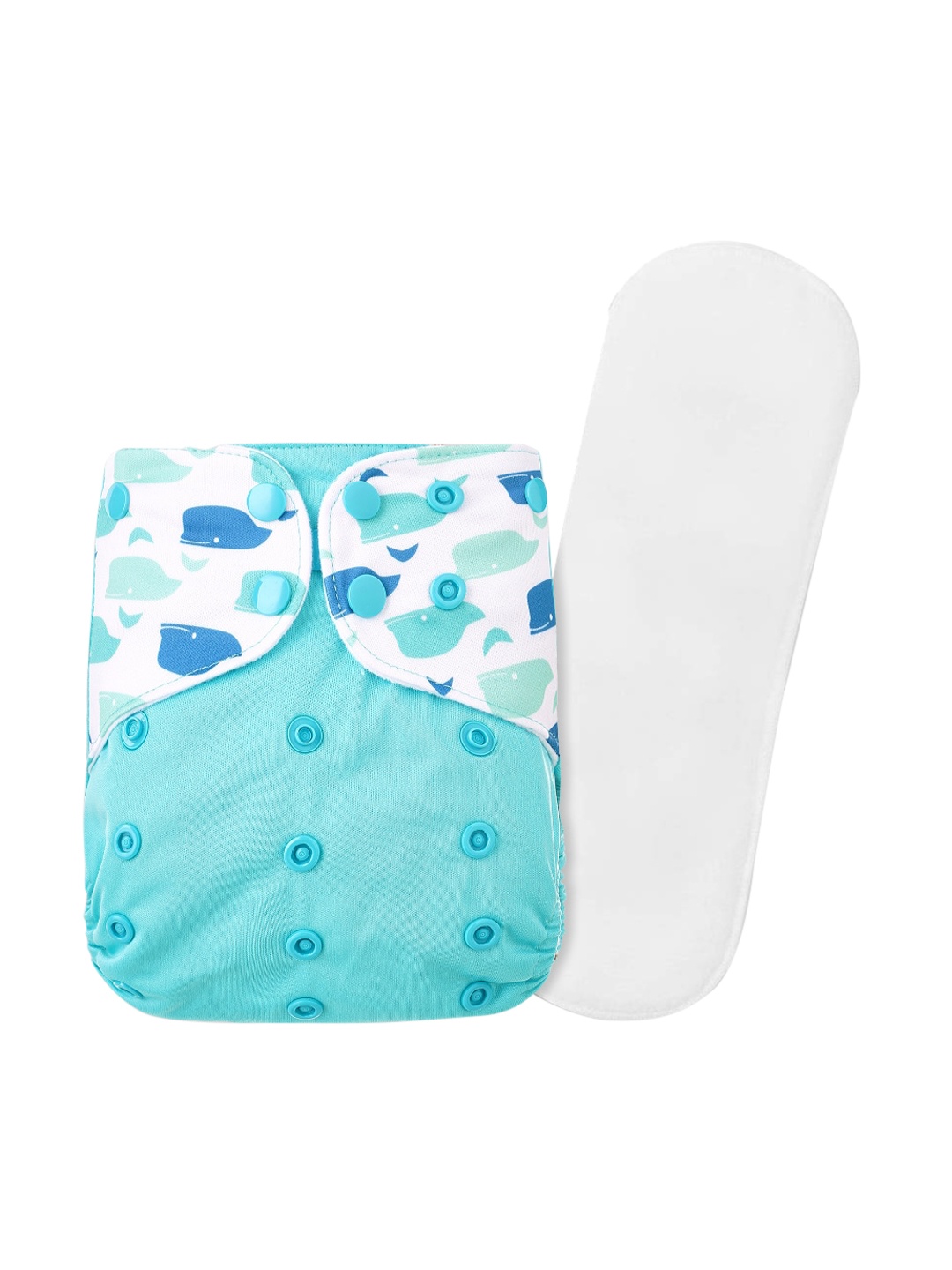 

GUCHIGU Kids Turquoise Blue & White Printed Cloth Washable Diapers