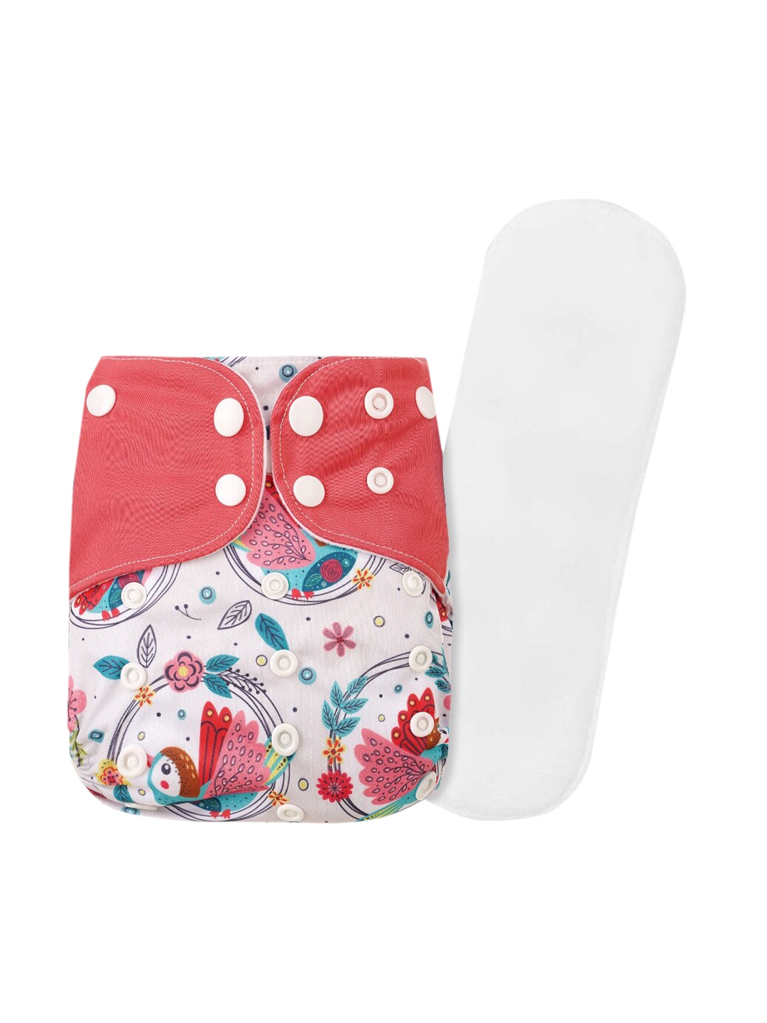 

GUCHIGU Kids White & Red Printed Washable Cloth Diapers