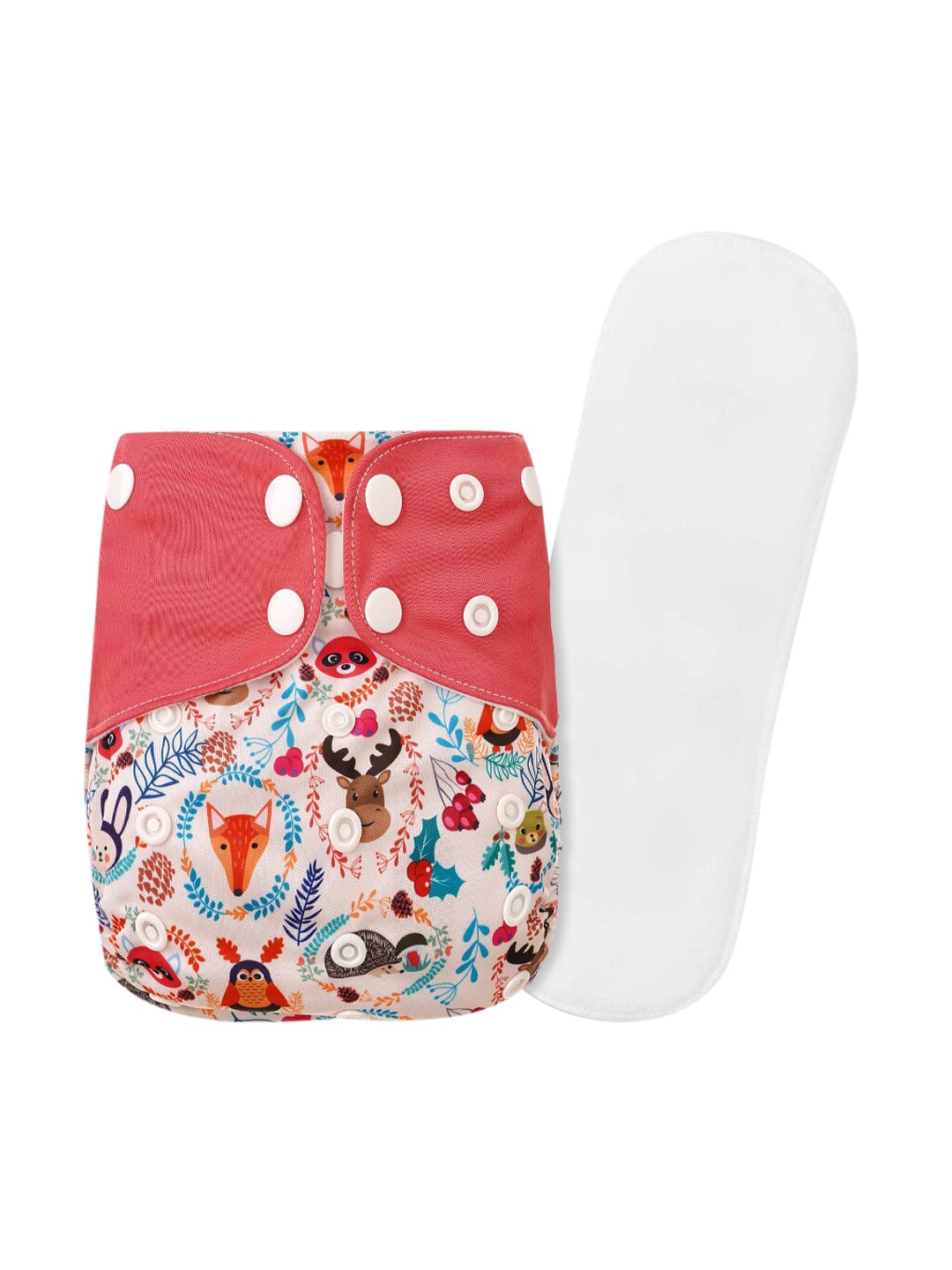 

GUCHIGU Kids Red & White Printed Cloth Washable Diapers
