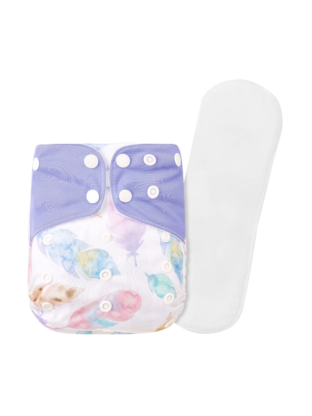 

GUCHIGU Kids White & Purple Printed Cloth Washable Diapers