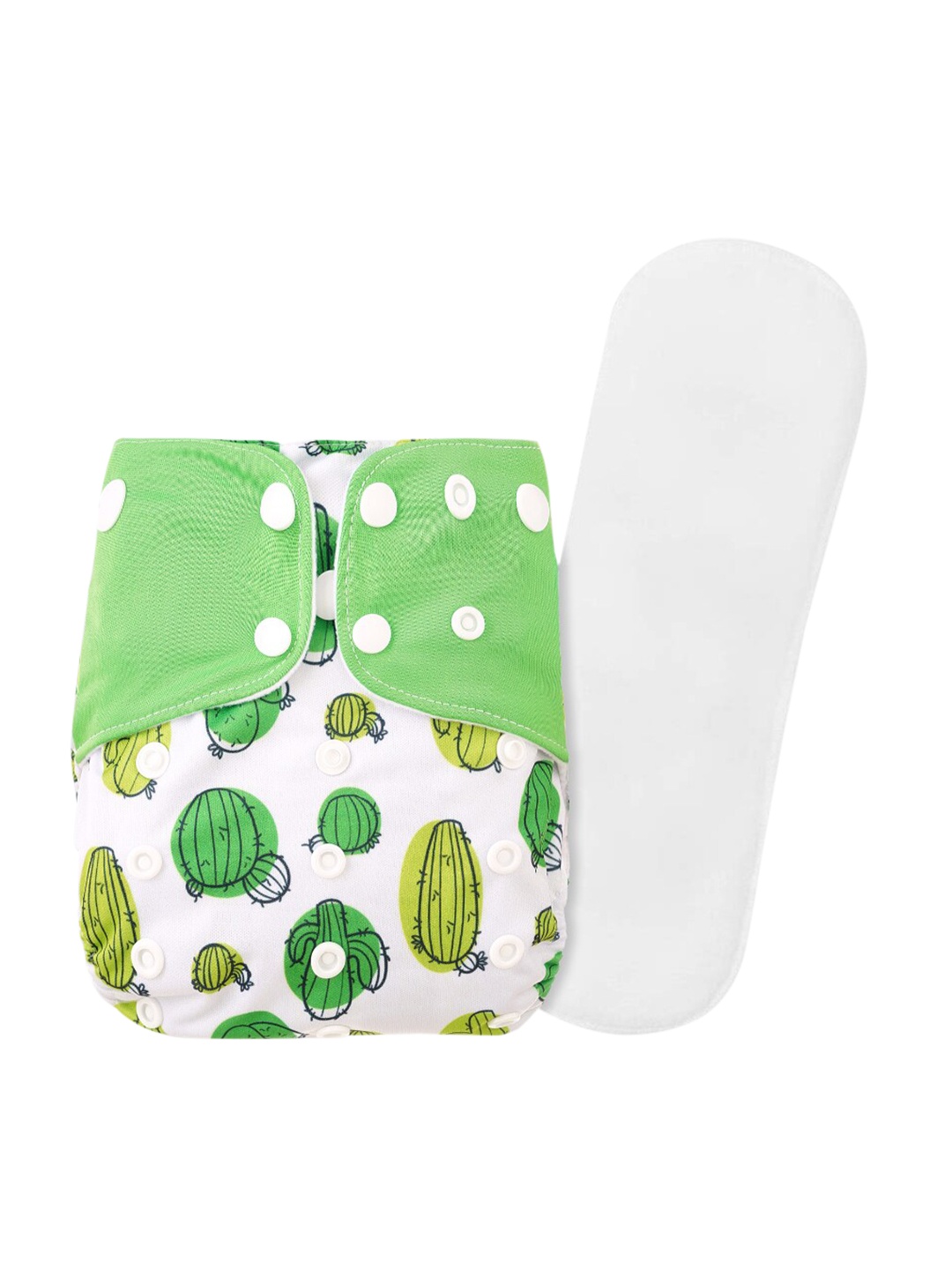 

GUCHIGU Kids White & Green Printed Cloth Washable Diapers