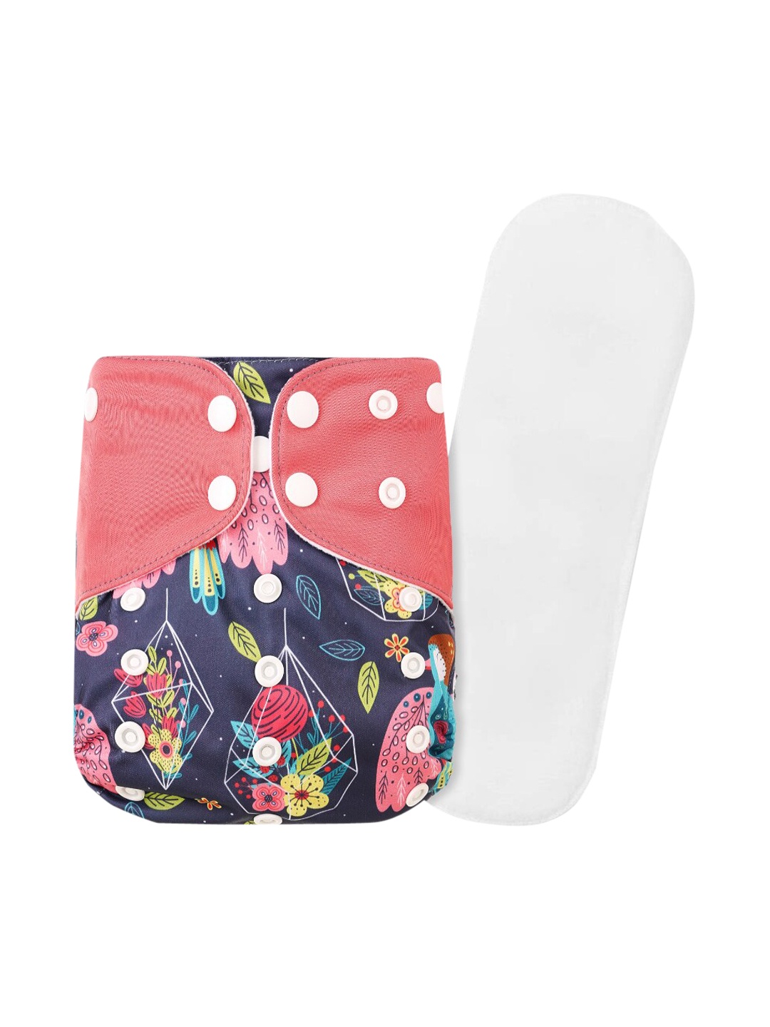 

GUCHIGU Kids Navy Blue & Coral Red Printed Cloth Washable Diapers