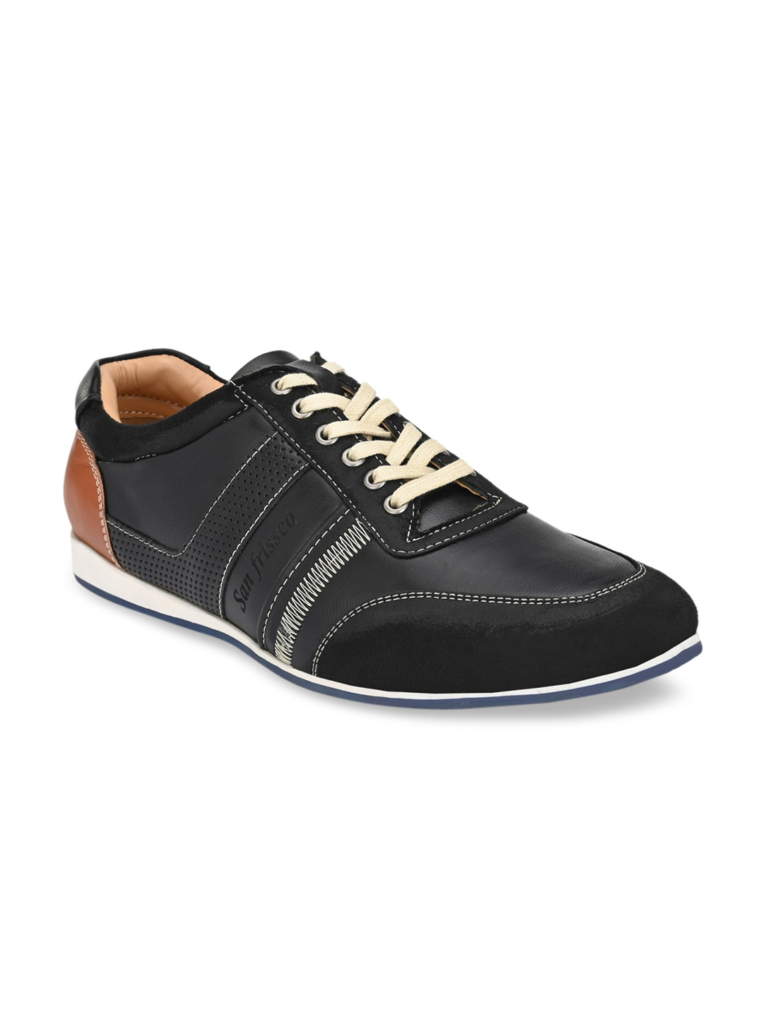

San Frissco Men Black Woven Design Sneakers