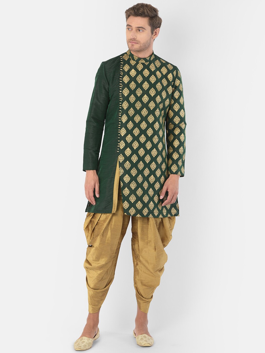 

DEYANN Men Green Ethnic Motifs Printed Kurta