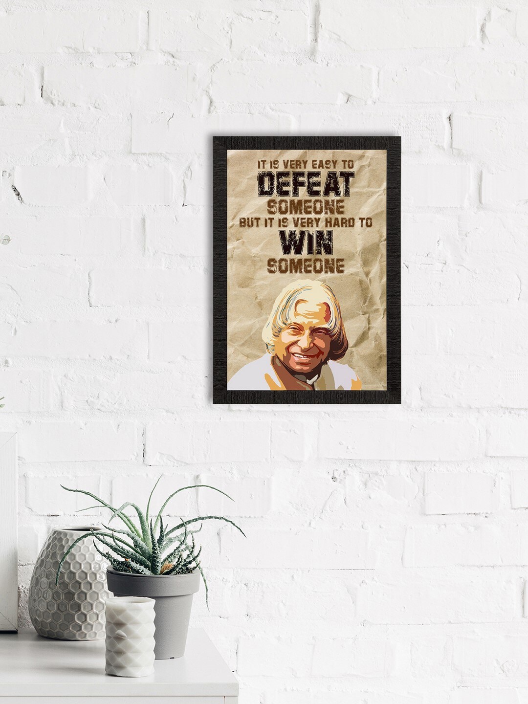 

eCraftIndia Beige & Black A. P. J. Abdul Kalam Motivational Quote UV Wall Painting