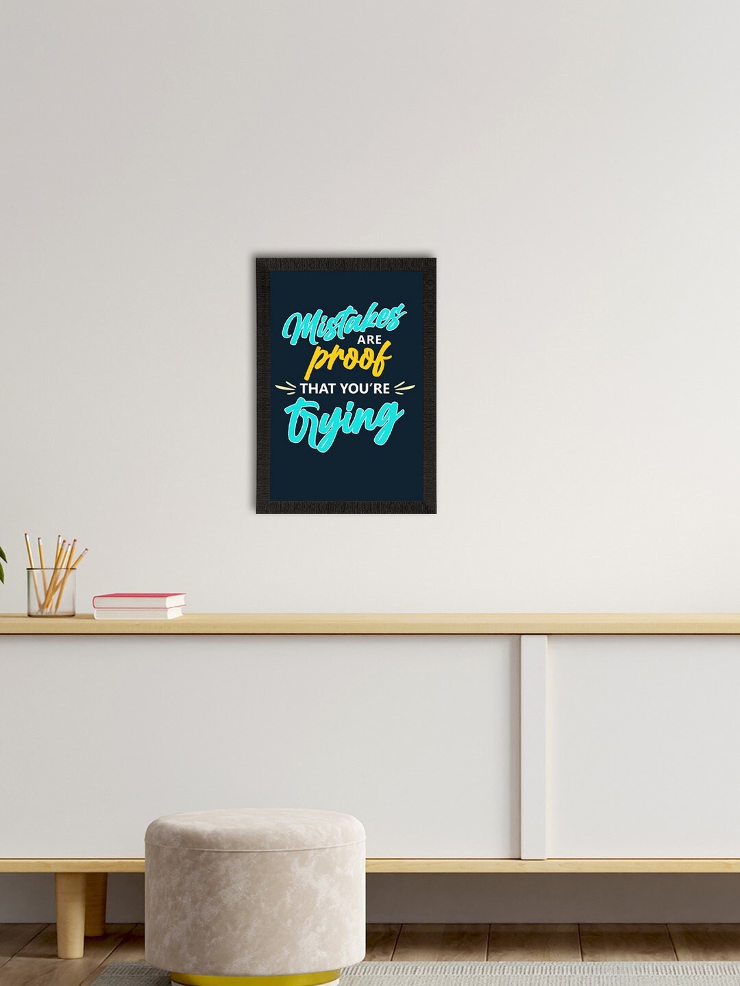 

eCraftIndia Blue & Yellow Motivational Quote Satin Matte Texture UV Wall Painting