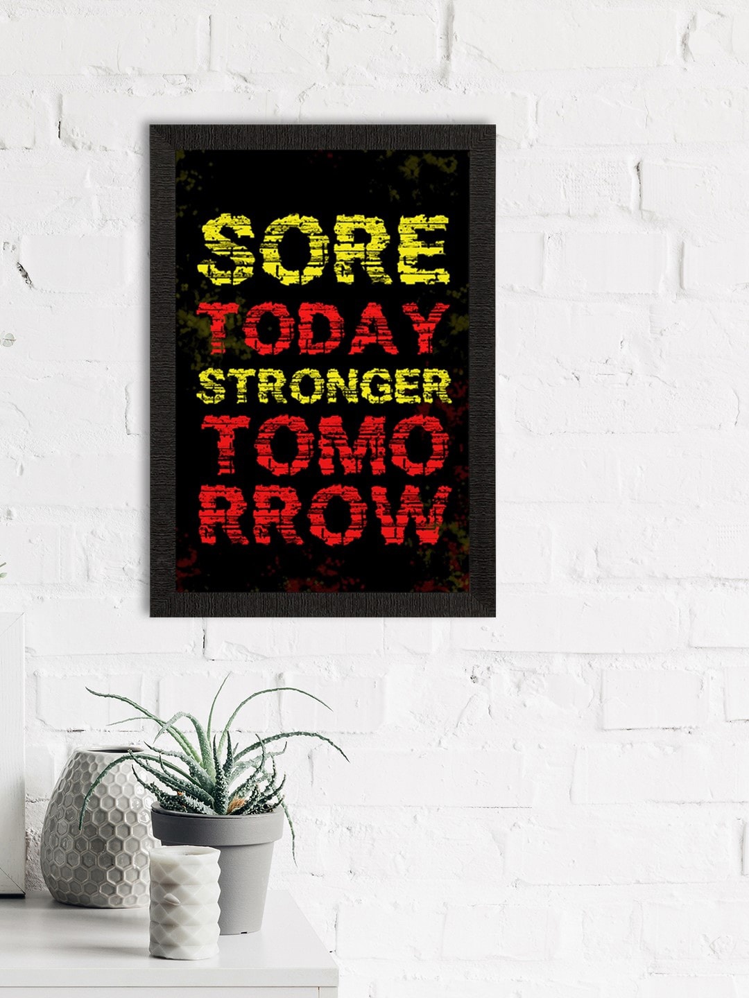 

eCraftIndia Black & Red Sore Today Stronger Tomorrow Motivational Quote Satin Matt Textured UV Art Painting