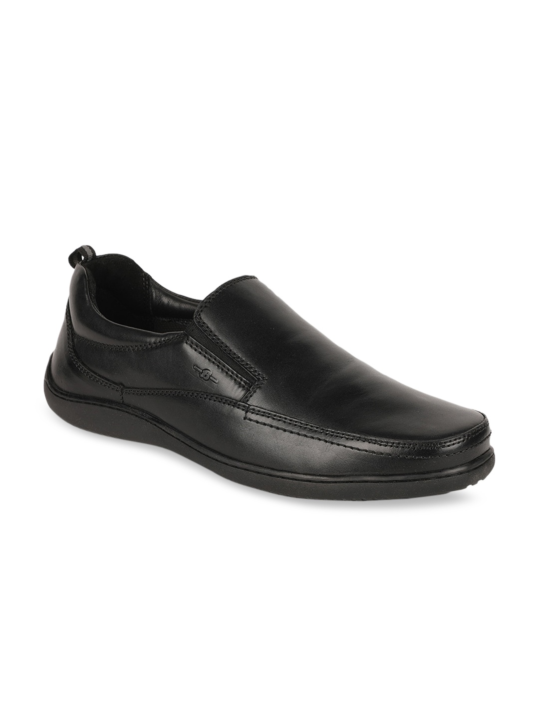 

Bata Men Black Solid Leather Formal Slip-On Shoes