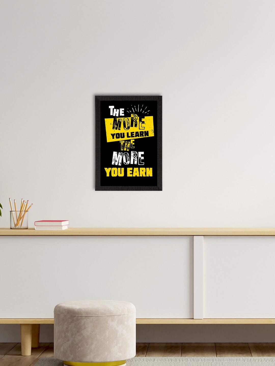 

eCraftIndia Black & Yellow Motivational Quote Satin Matte Texture UV Wall Painting